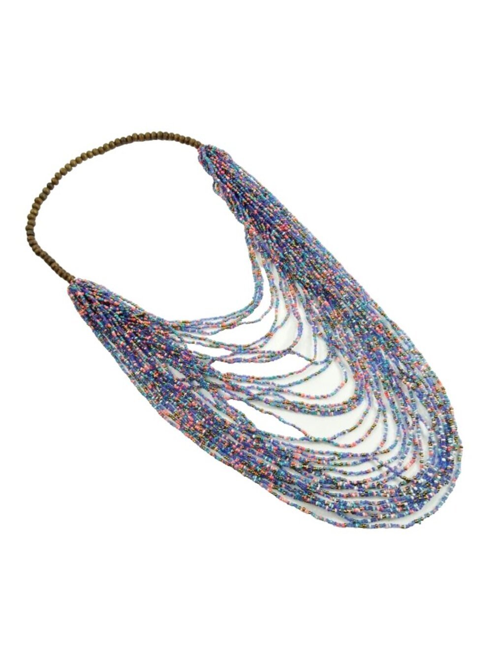 Huge Boho Statement Necklace Long 42" Multi Strand Seed Beads Pink
